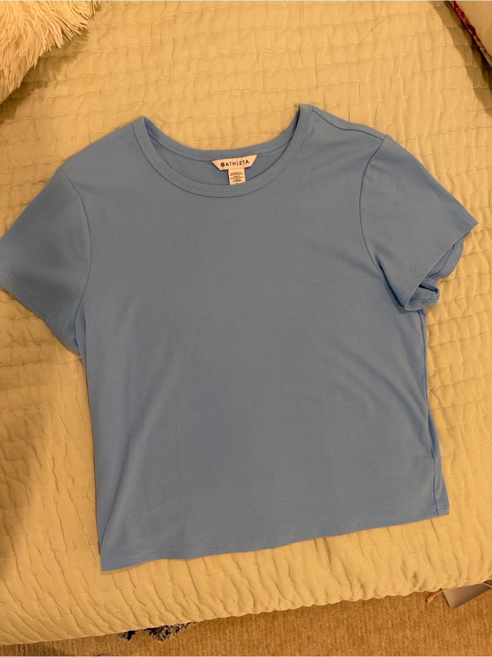 Athleta Pale Blue Ribbed Crewneck Top